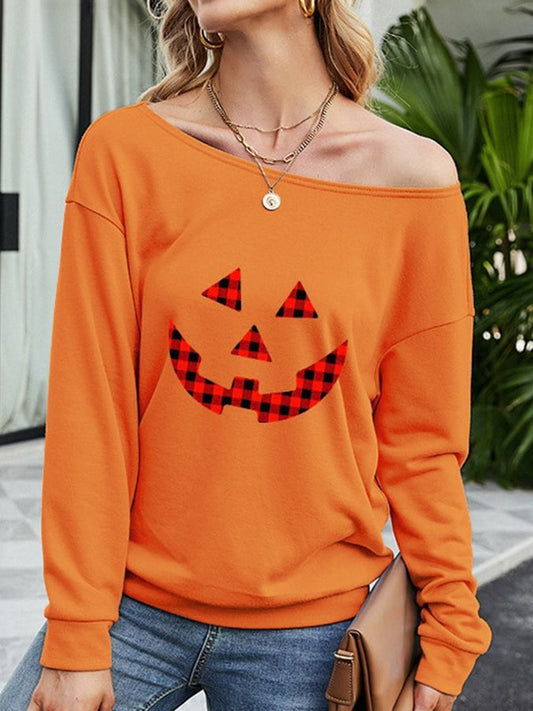 Fashion Halloween Print Loose Long Sleeve T-Shirt