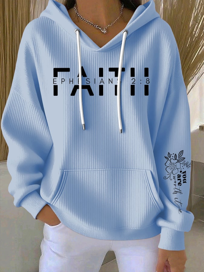 Women's Faith Print Casual Hoodie