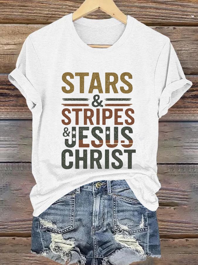 Women's Casual Christian Faith Graphic Printed Round Neck Short Sleeve T-Shirt