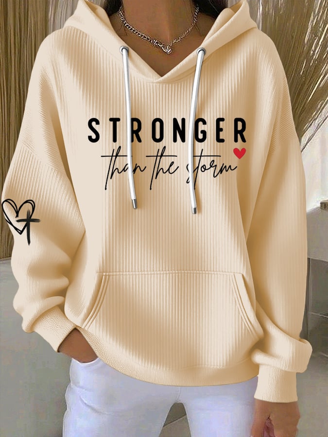 Women's Faith Print Casual Hooded Sweatshirt