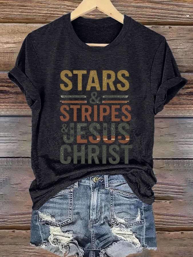 Women's Casual Christian Faith Graphic Printed Round Neck Short Sleeve T-Shirt