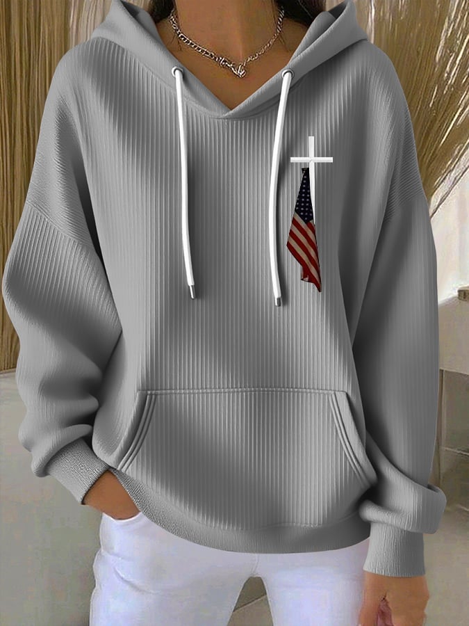 Women's Cross Flag Print Hoodie