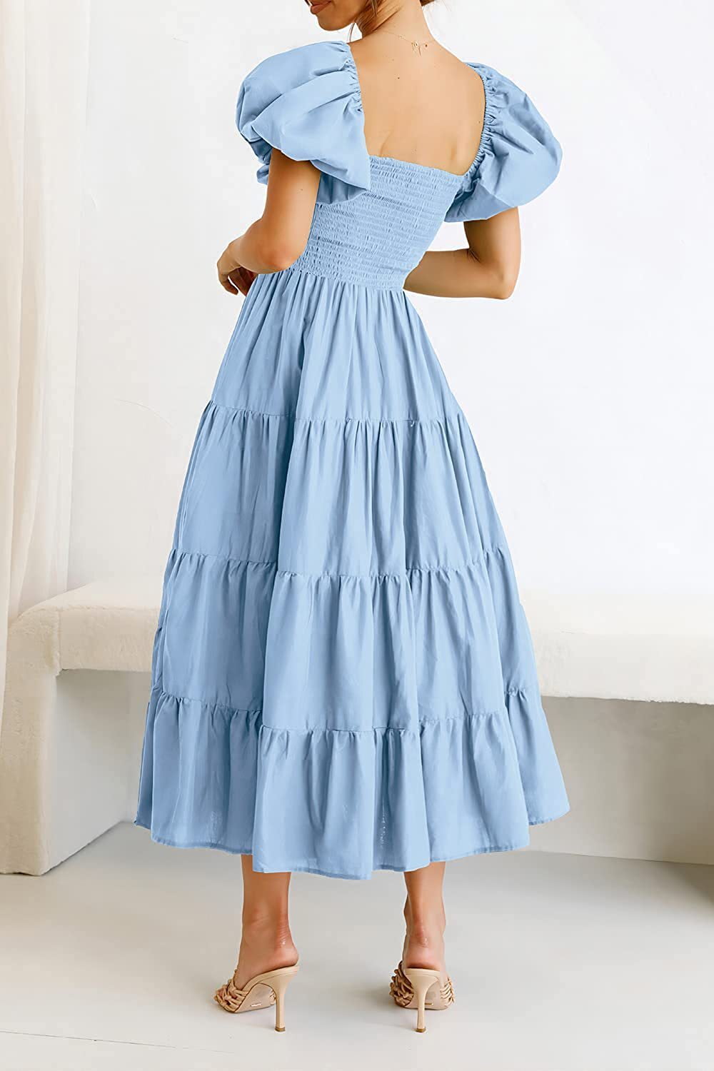 Smocked Puff Sleeve Summer Dress
