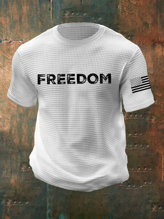 Men's freedom Print Waffle Crew Neck T-Shirt
