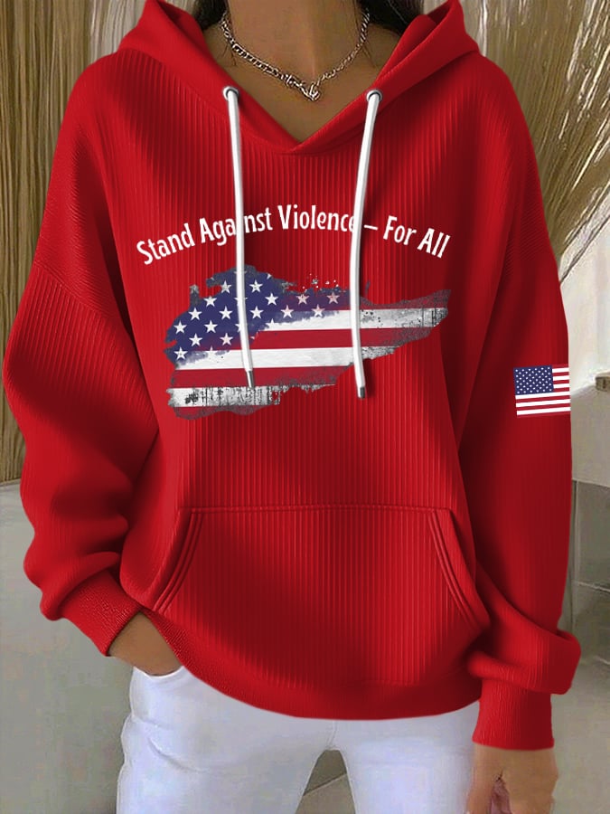 Women's Stand Against Violence For All Printed Hoodie