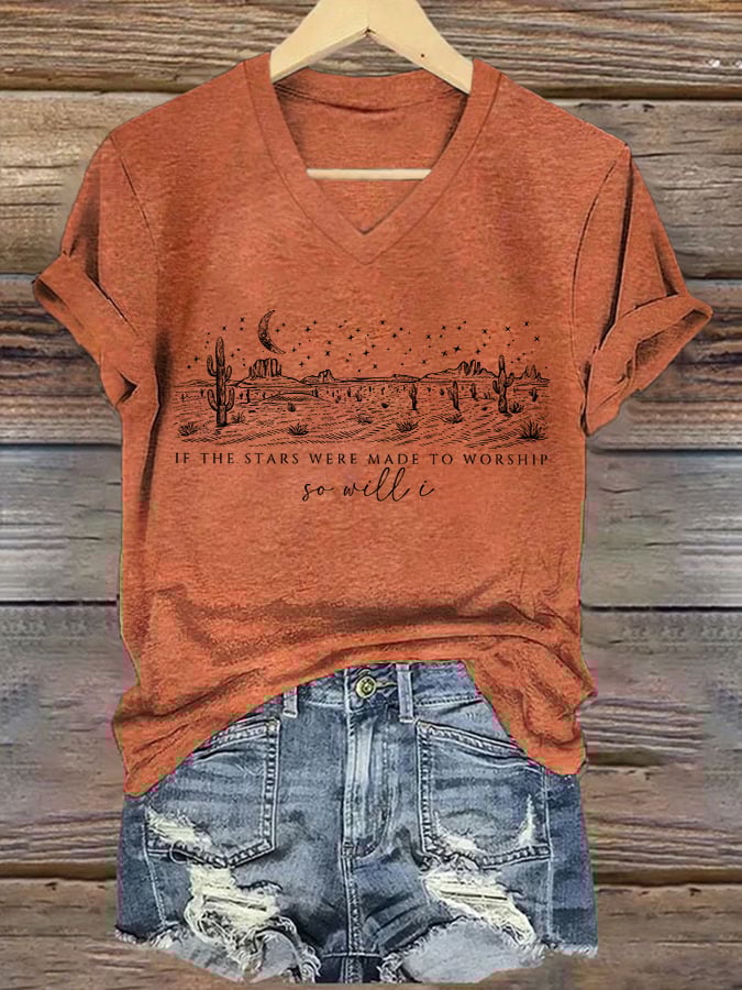 Women's Casual Christian Faith Graphic Print V-Neck Short Sleeve T-Shirt