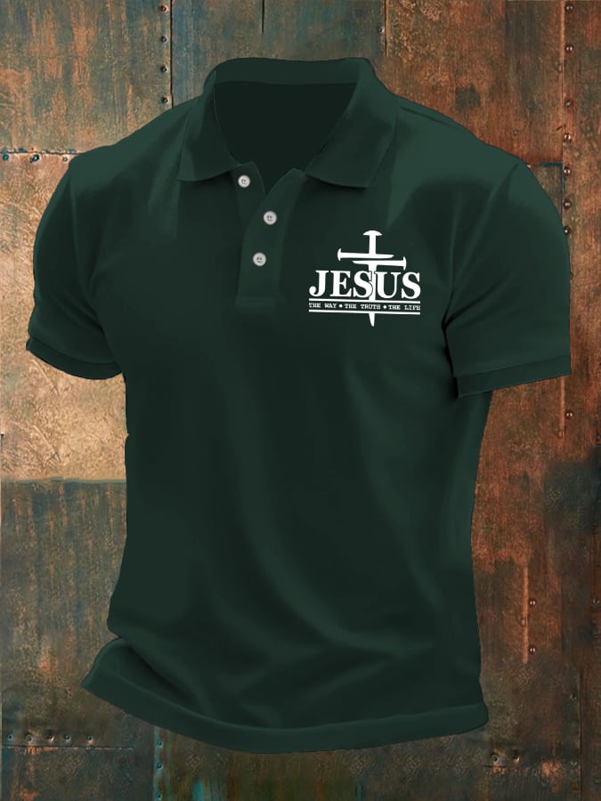 Men's Jesus The Way The Truth The Life printed polo shirt
