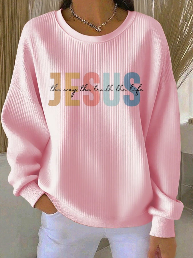Women's Casual Faith Textured Sweatshirt