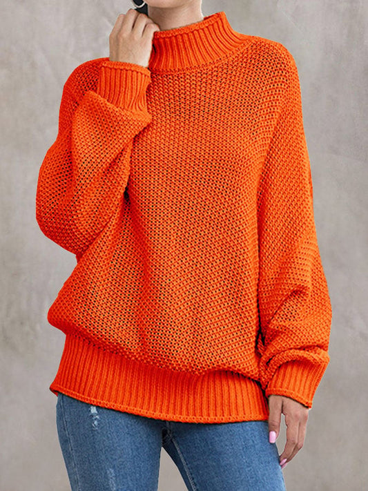 Women'S Loose Solid Color Casual Pullover Sweater
