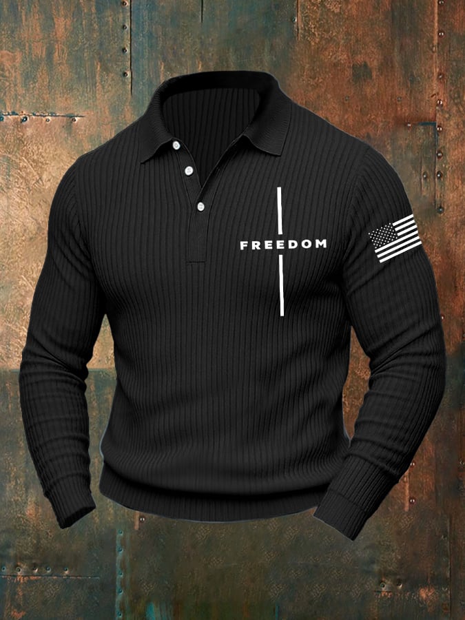Men's Casual Freedom Faith Flag Knitted Polo