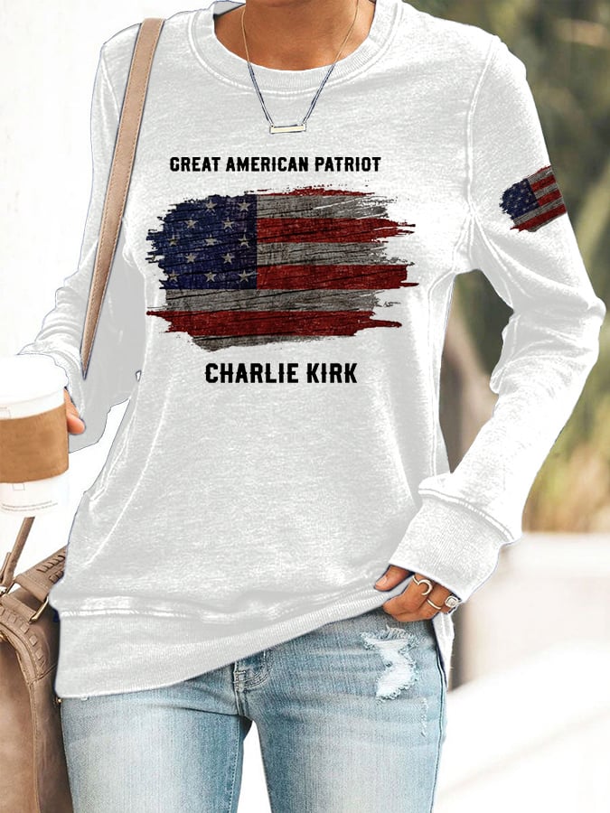 Women's Great American Patriotic Print Round Neck Sweatshirt