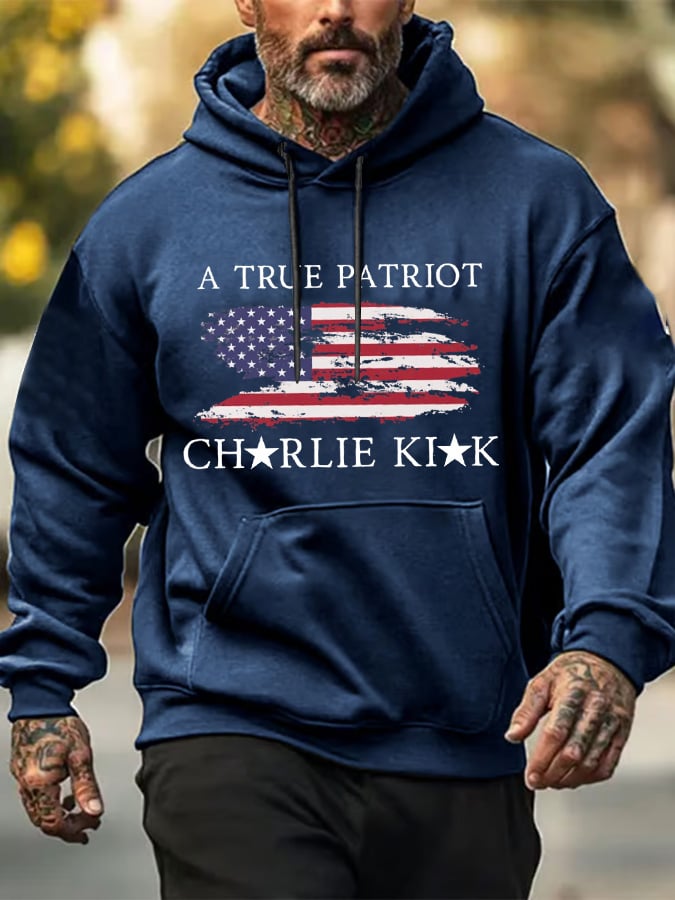 Men's Freedom American Flag Print Casuasl Hoodie