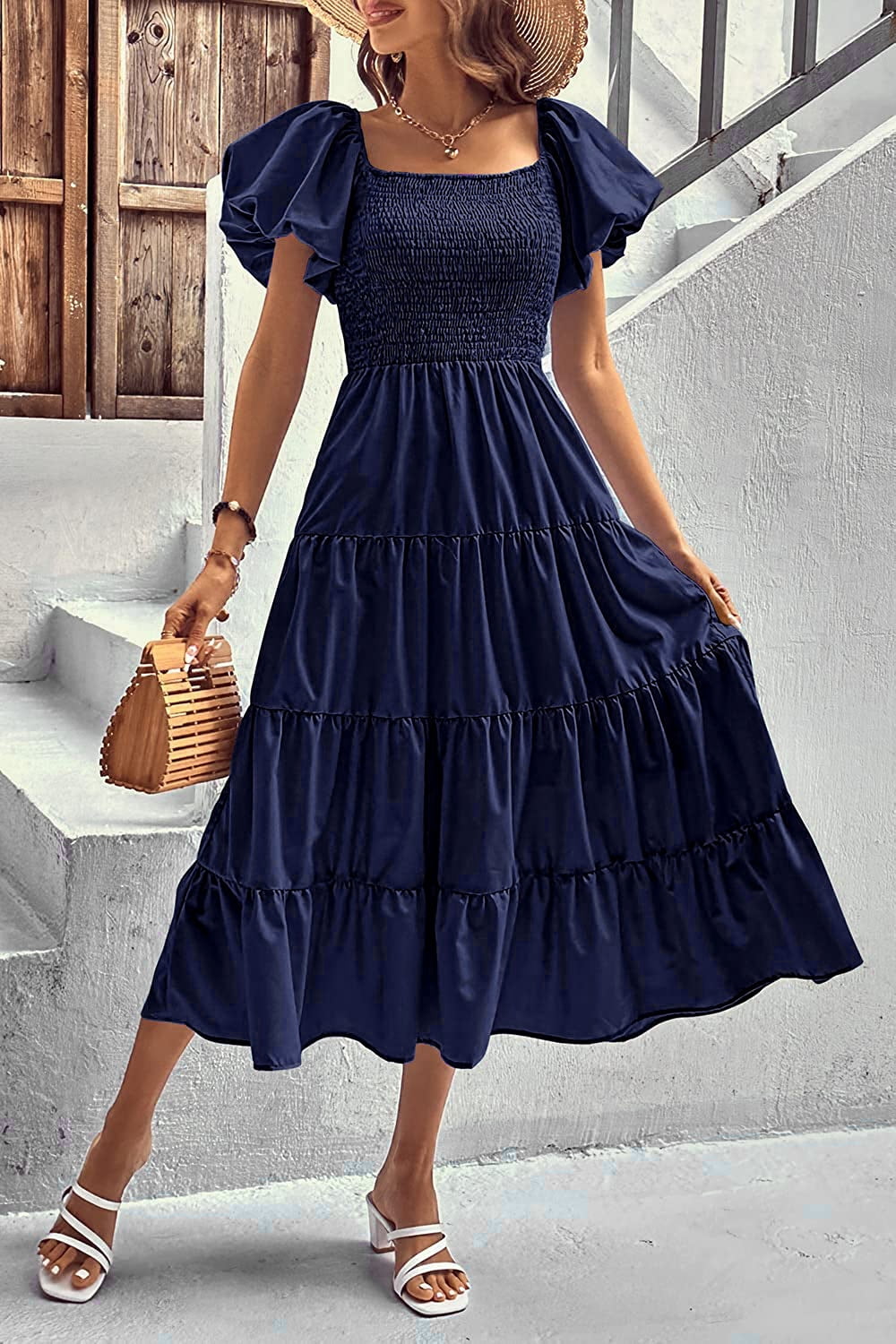 Smocked Puff Sleeve Summer Dress