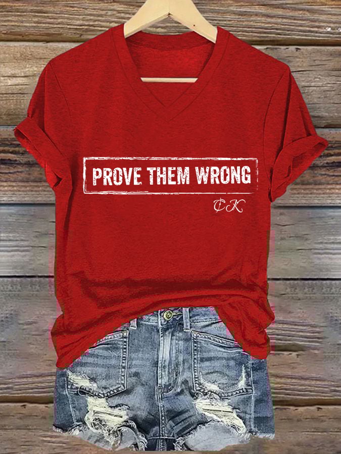 Women's Commemorative Print V Neck T-shirt