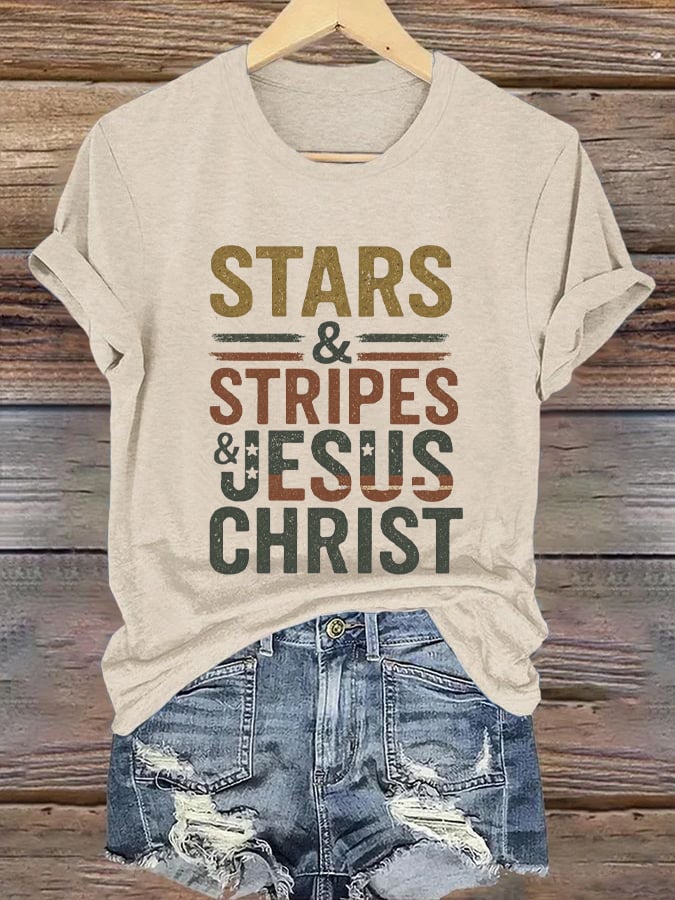 Women's Casual Christian Faith Graphic Printed Round Neck Short Sleeve T-Shirt