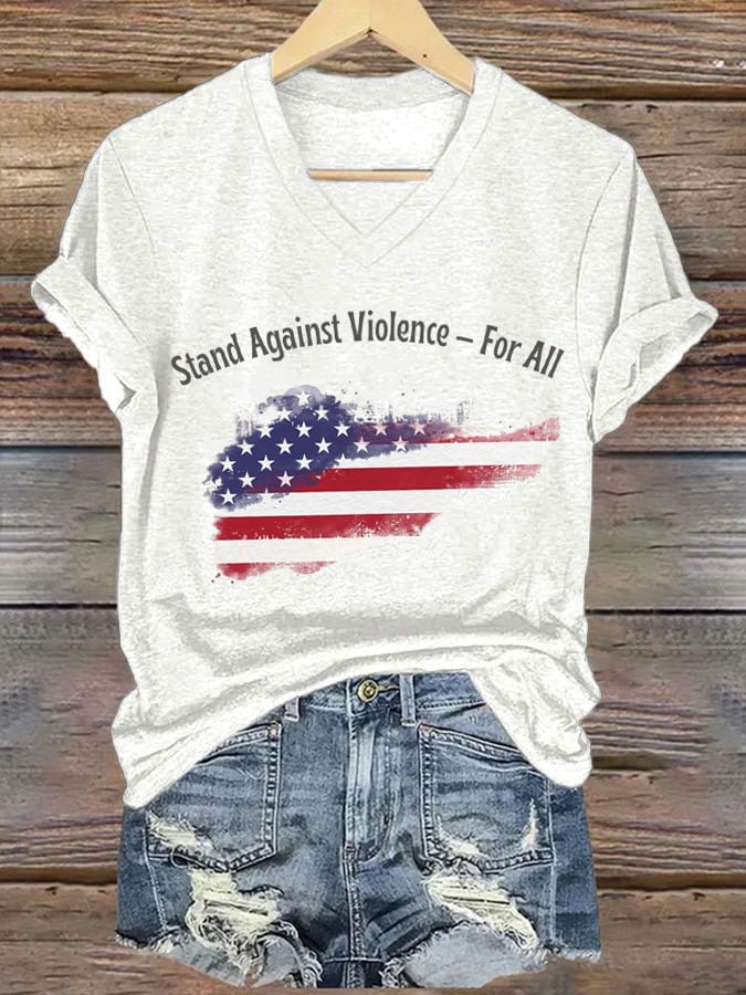 Women's Hot Spot Print V Neck T-shirt