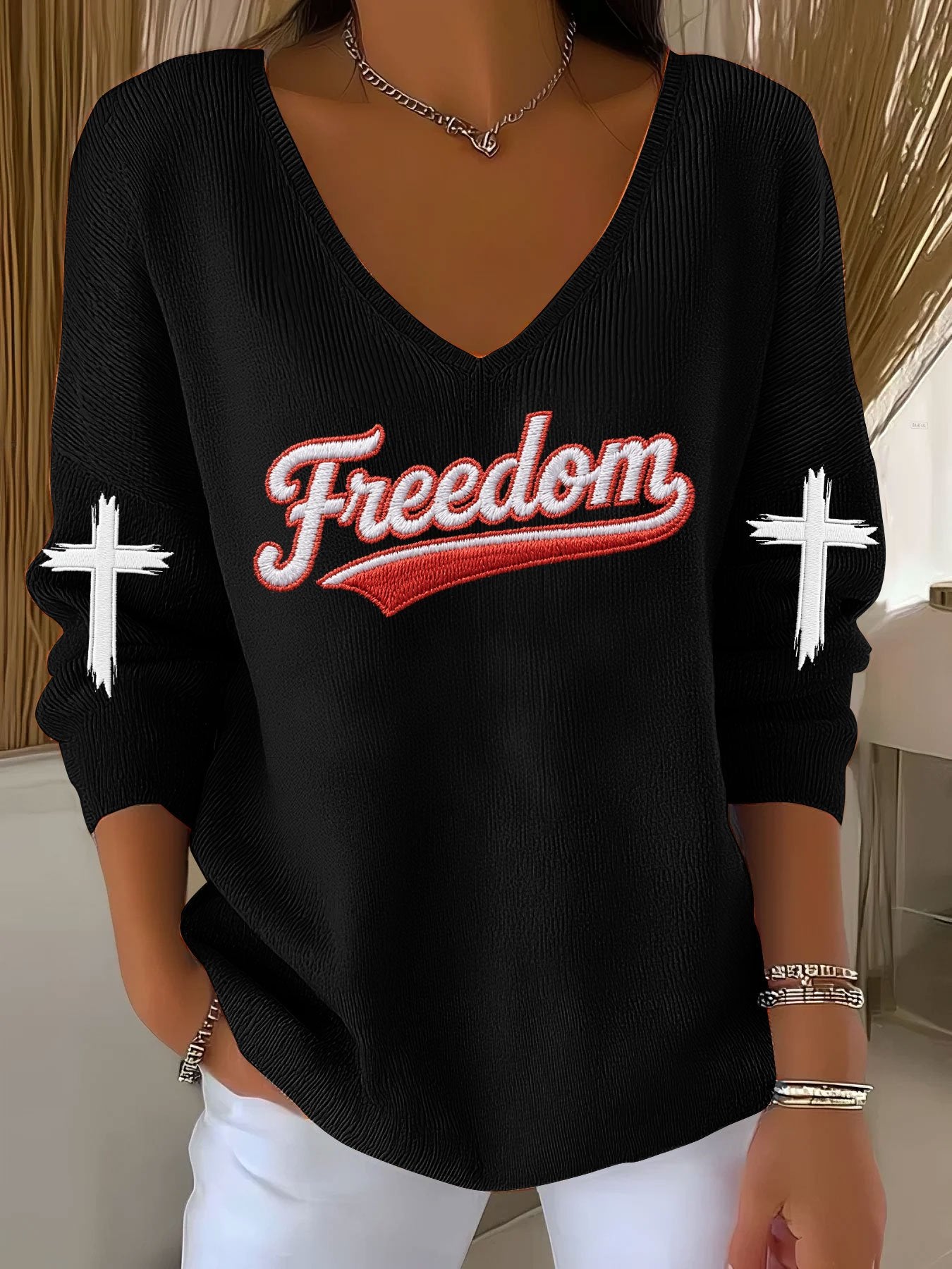 Women's Hot Print V-Neck T-Shirt