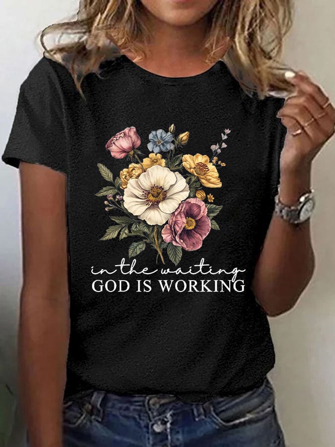 Women's Casual Christian Faith Graphic Printed Round Neck Short Sleeve T-Shirt
