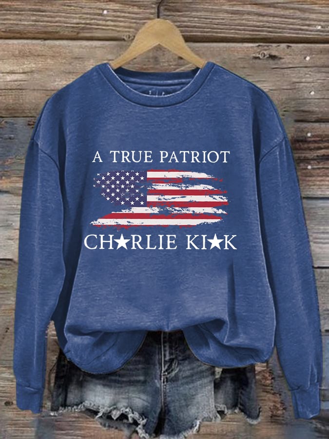 Women's Freedom American Flag Print Sweatshirt