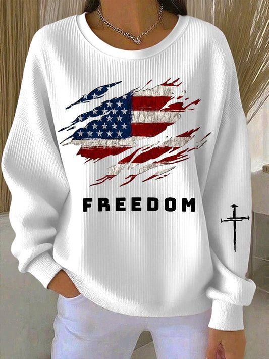 Women's Freedom American Flag Casual Sweatshirt