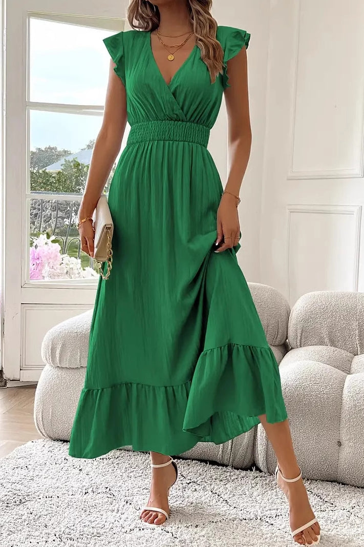 Flowy Short Sleeve Summer Maxi Dress