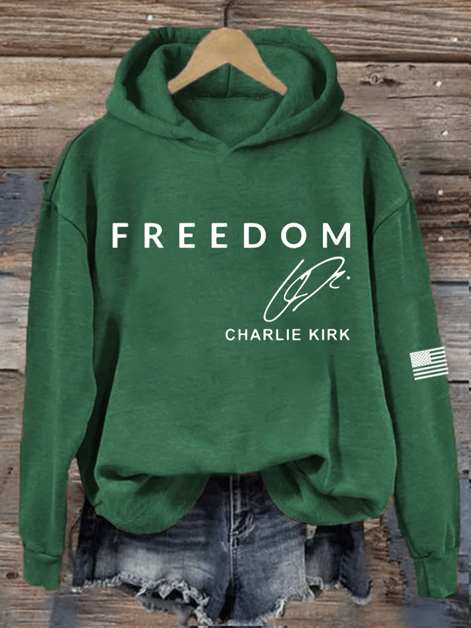Women's Freedom Print Hooded Sweatshirt