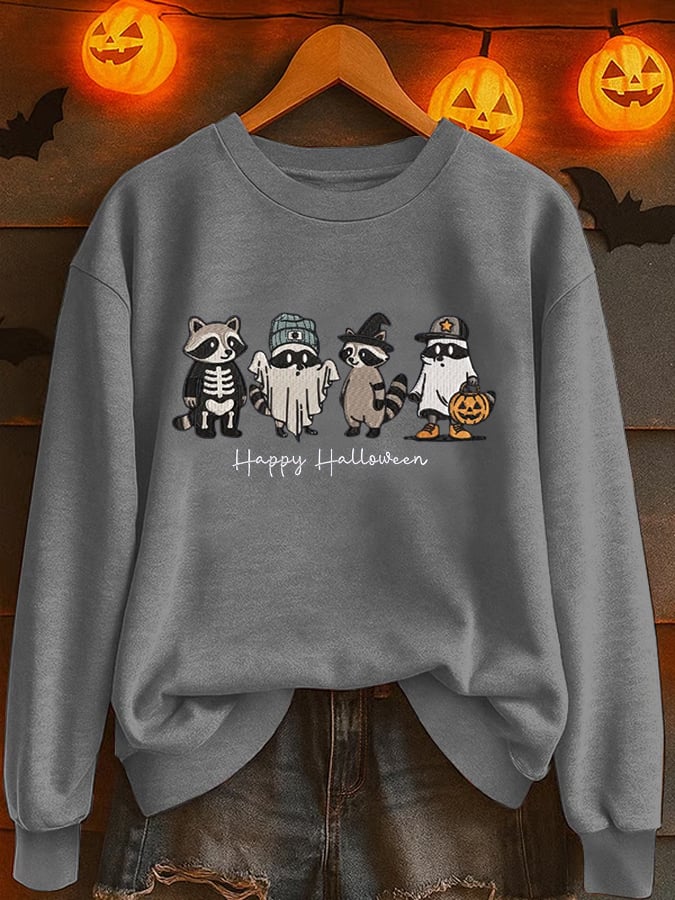 Women's Halloween Raccoon Casual Sweatshirt
