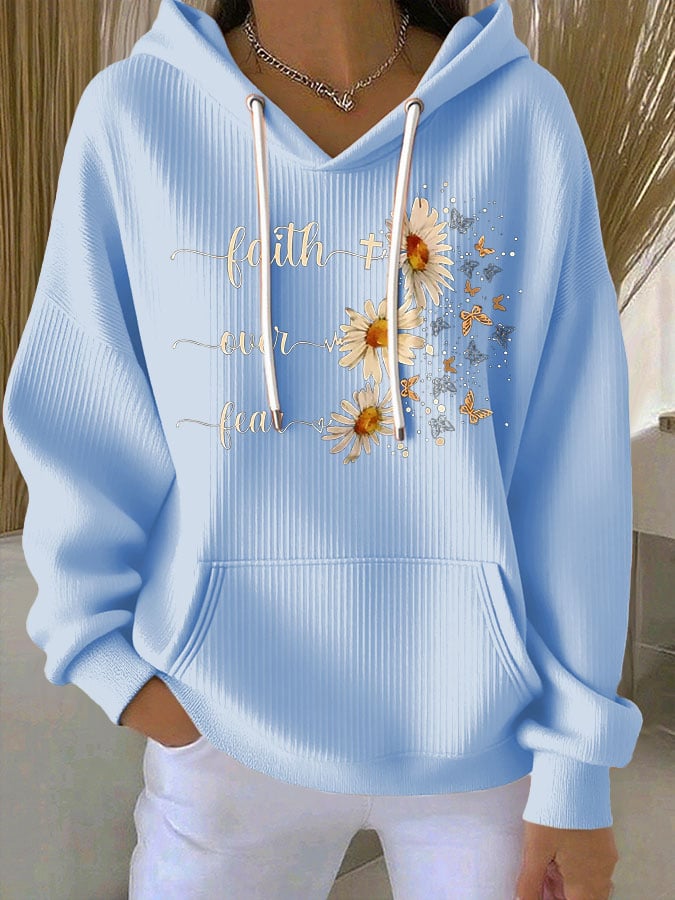 Women's Faith Print Casual Hoodie