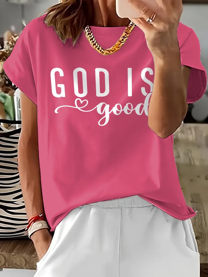 Women's Casual Retro Faith Print T-Shirt