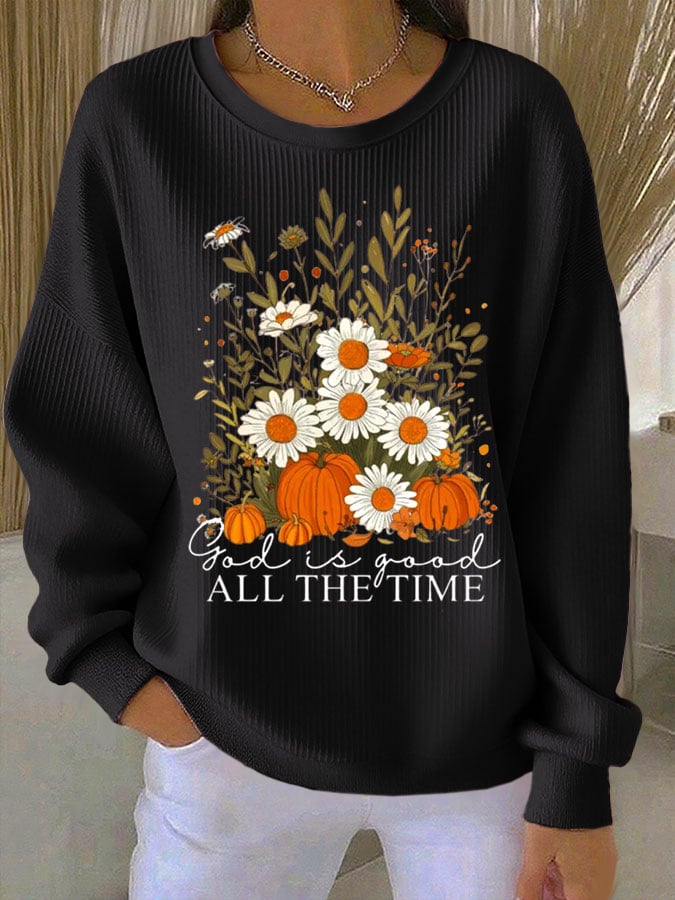Women's Casual Autumn Faith Textured Sweatshirt