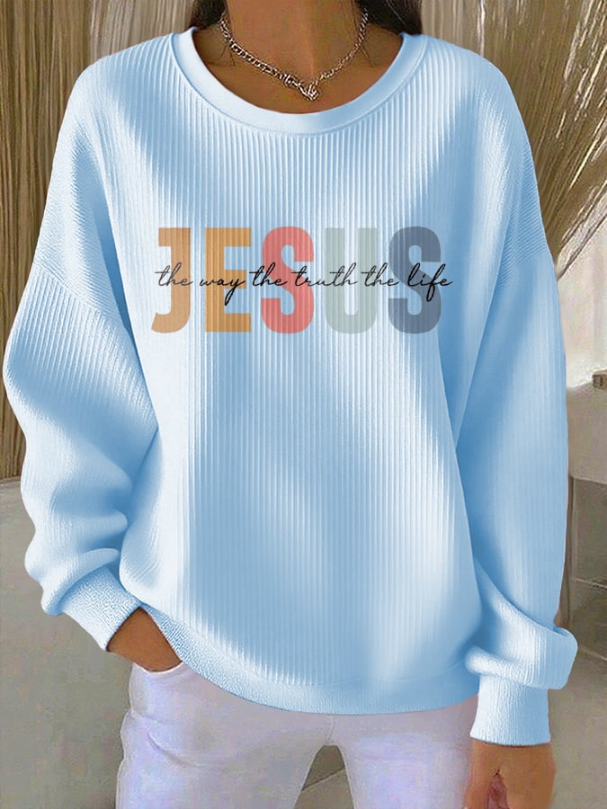 Women's Casual Faith Textured Sweatshirt