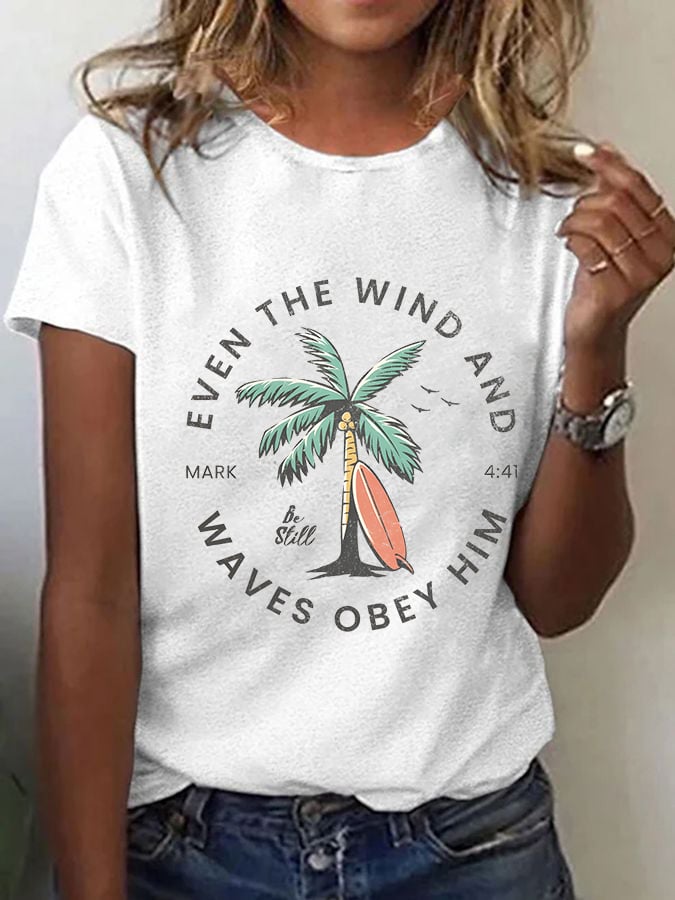 Women'S Casual Christian Scripture Graphic Print Short Sleeve T-Shirt