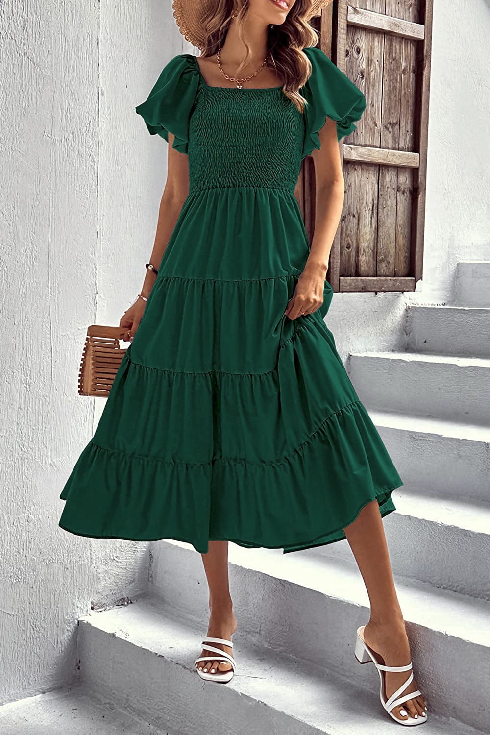 Smocked Puff Sleeve Summer Dress