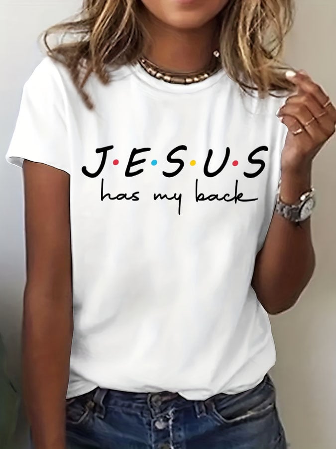 Women'S Jesus Has My Back Print T-Shirt
