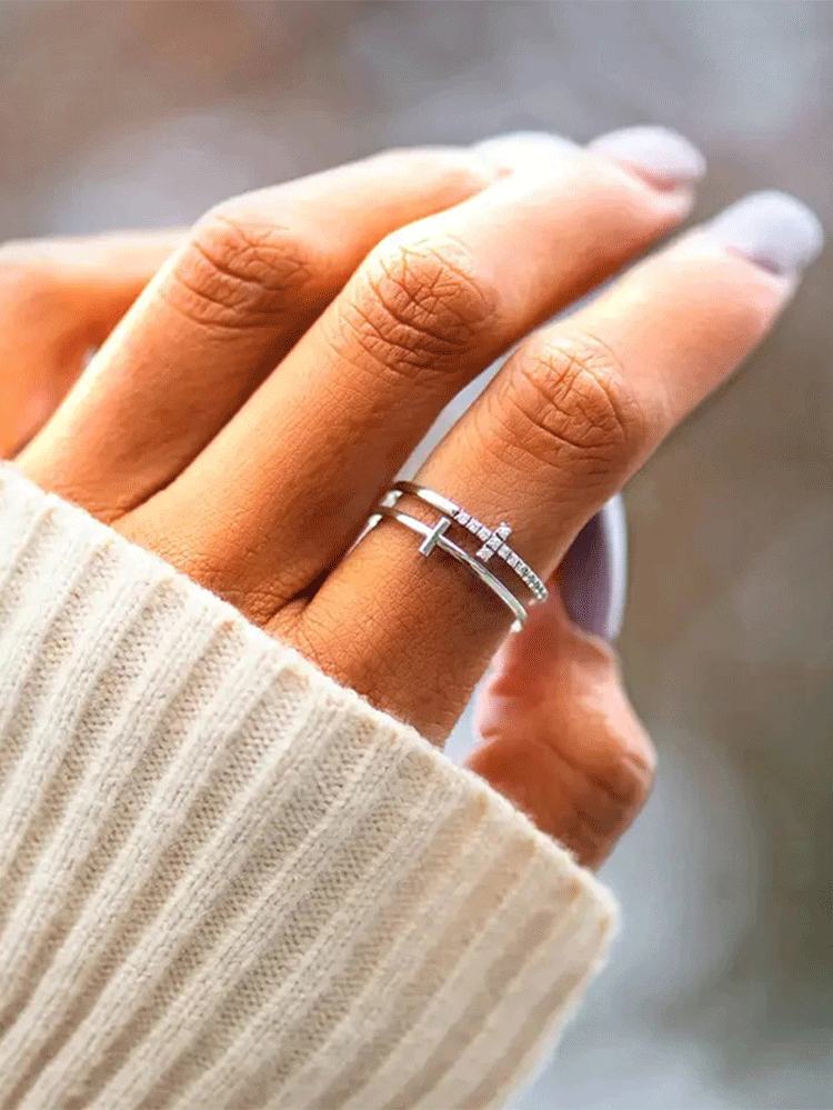 Women'S Fashion Double Cross Ring