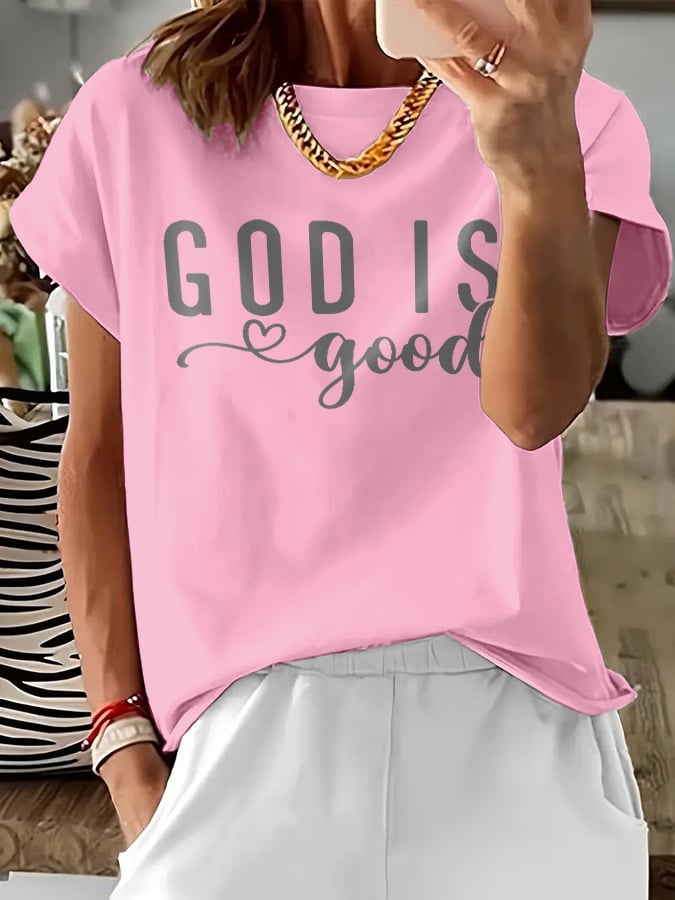 Women's Casual Retro Faith Print T-Shirt