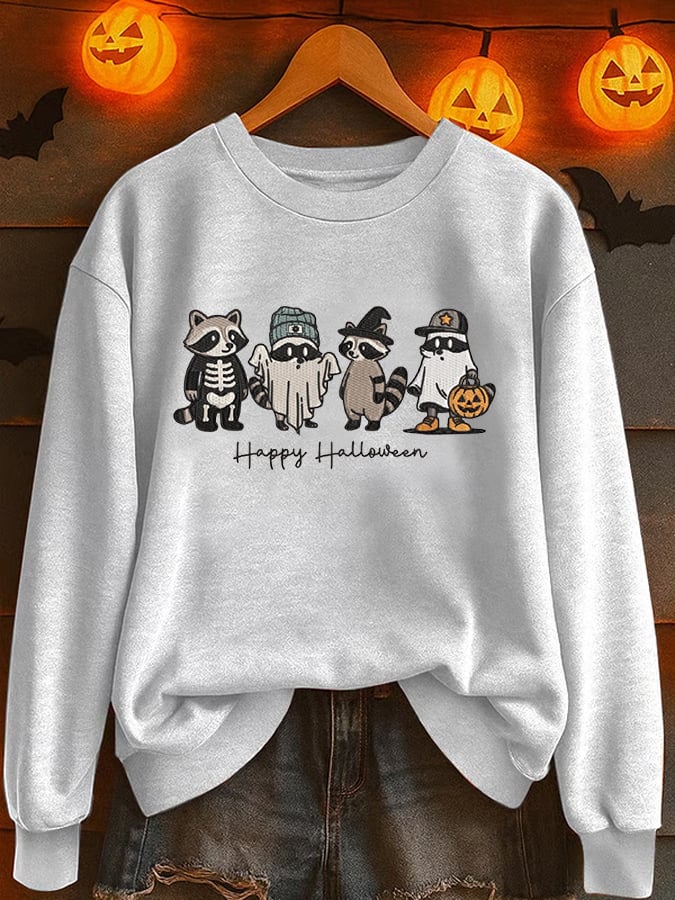 Women's Halloween Raccoon Casual Sweatshirt