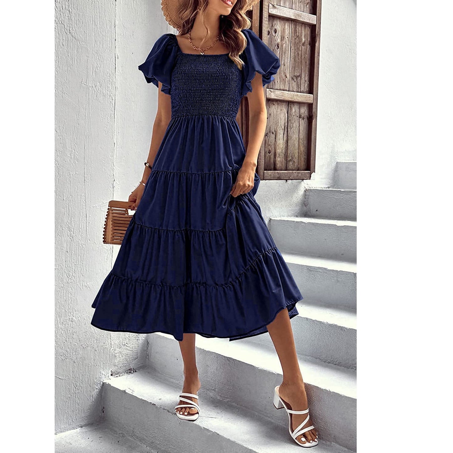 Smocked Puff Sleeve Summer Dress