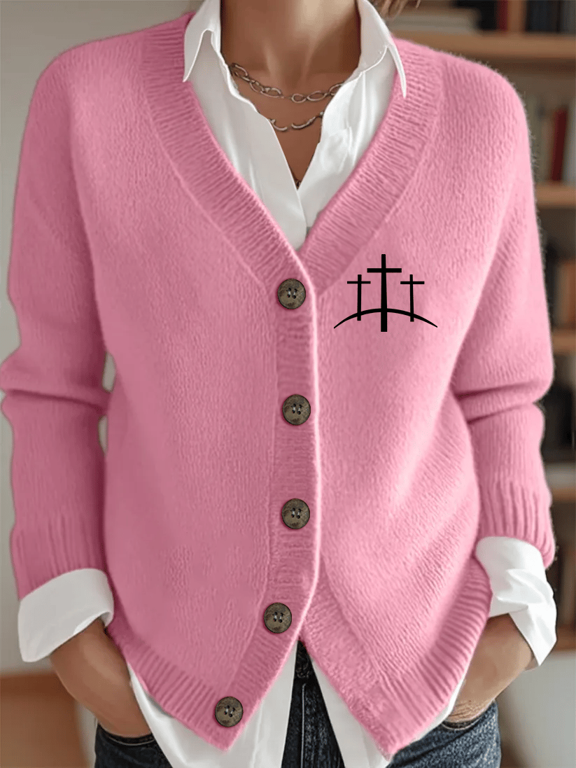 Women's Faith Heat Transfer Sweater Cardigan