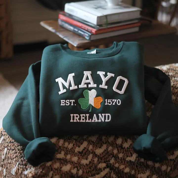 Custom Ireland City/County St Patrick's Day Embroidered Sweatshirt