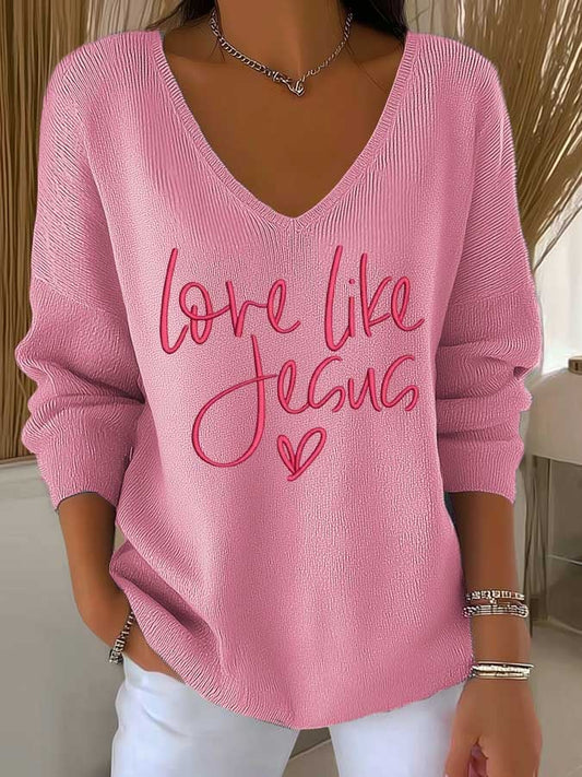 Women's casual love Jesus faith textured top
