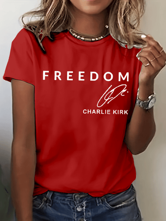 Women's Freedom Print Crew Neck T-Shirt