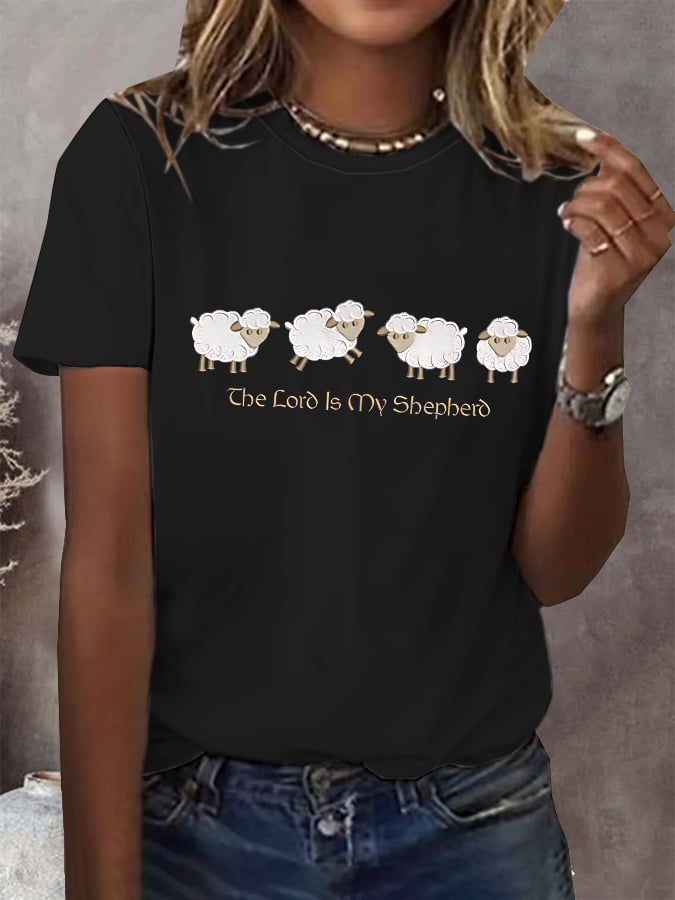 Women's Faith Jehovah is My Shepherd Printed Short-Sleeved T-Shirt