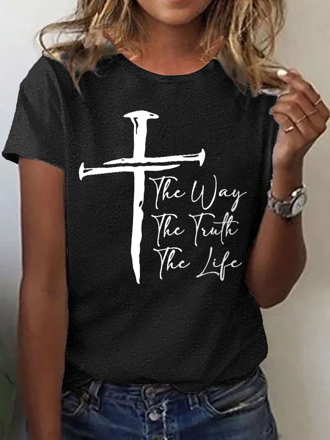 Women's Jesus The Way The Truth The Life Print Casual T-Shirt