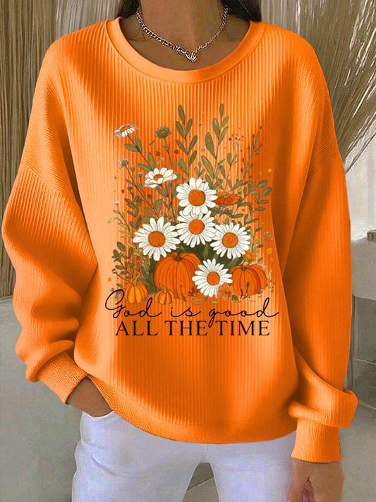 Women's Casual Autumn Faith Textured Sweatshirt