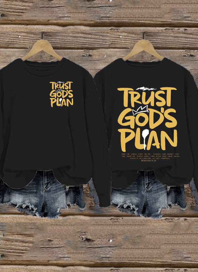 Women's Casual Believe in God's Plan Christian Print Sweatshirt