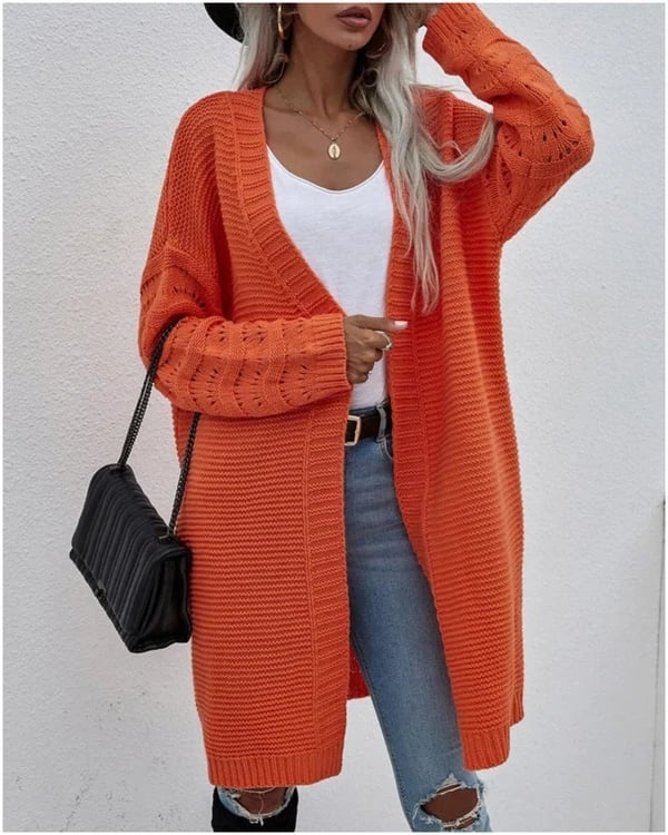 Fashion Solid Color Wool Cardigan