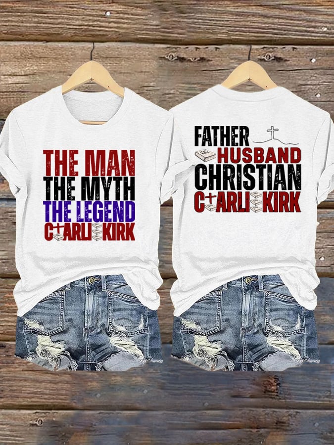 Women's Retro Father Husband Christian The Man The Myth The Legend   Print Shirt