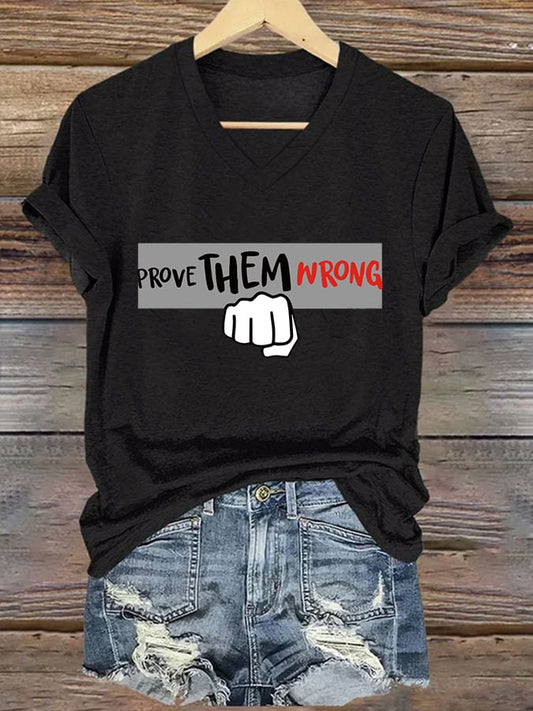 Women's Commemorative Print V Neck T-shirt