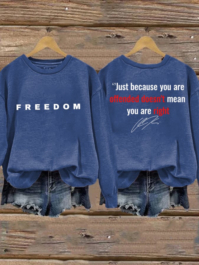 Women's Freedom American Flag Print Waffle Hoodie